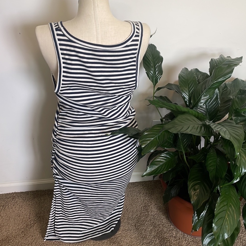 A New Day dress VNeck cream Navy sleeveless ruche casual plus Maxi Sz XXLarge